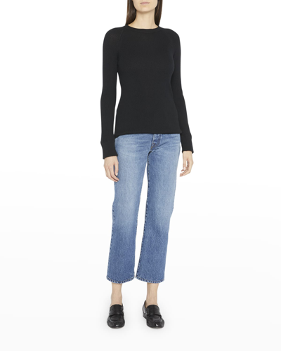 The Row Visby Ribbed Cashmere Top In Black