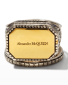 Alexander Mcqueen Men's Two-tone Logo Signet Ring In Asilveragold