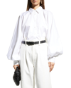 MADE IN TOMBOY CLAIRE BUTTON-FRONT BALLOON SLEEVE SHIRT