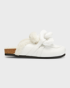 Jw Anderson J.w. Anderson Leather Chain Mules With Shearling Lining In White
