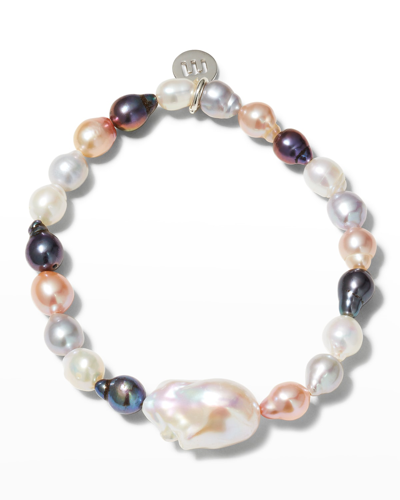 Margo Morrison Mixed Size Baroque Pearl Stretch Bracelet In Mulpl