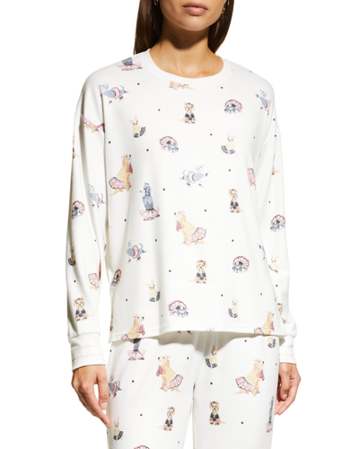 Pj Salvage Lets Dance Dog-print Crewneck Sweatshirt In Multi