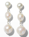 Margo Morrison Triple Pearl Post Earrings In White