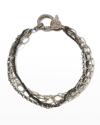 Margo Morrison Multi-chain Combination Bracelet With A Diamond Clasp In Sschain