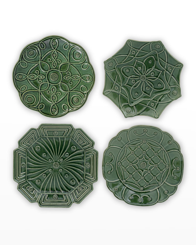 Juliska Veronica Beard Jardins Du Monde Assorted Green Party Plates, Set Of 4