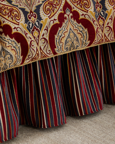 Austin Horn Collection Cantori Striped Queen Dust Skirt In Burgundy