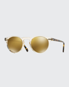 Oliver Peoples Gregory Peck 47 Round Sunglasses, Yellow In Damage