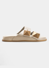 Valentino Garavani Roman Stud Dual-band Slide Sandals In Light Ivory