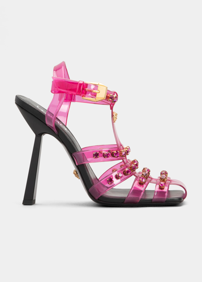 Versace Medusa Jelly Sandals In Bright Pink