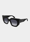Alaïa Embellished Rectangle Acetate Sunglasses In Black