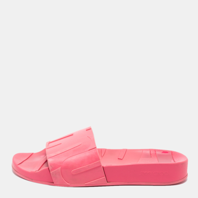Pre-owned Jimmy Choo Pink Rubber Flat Slides Size 38