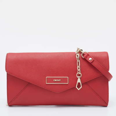 Pre-owned Dkny Red Leather Envelope Shoulder Bag