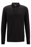 Hugo Boss Organic-cotton Polo Shirt With Embroidered Logo In Black