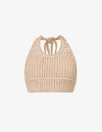 Jacquemus La Maille Nuvola Halter-neck Knitted Top In 810 Light Brown