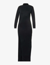 Mm6 Maison Margiela Roll-neck Split-hem Stretch-woven Maxi Dress In Black