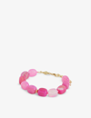 ANNI LU PINK LAKE 18CT YELLOW GOLD-PLATED BRASS, PINK AGATE AND RESIN BRACELET