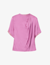 Vince Flutter Drape-effect Silk Top In Camelia-691cam