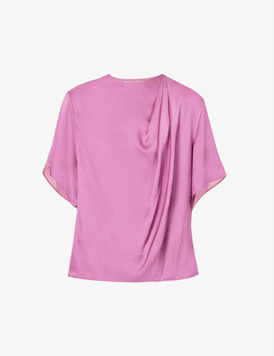 Vince Flutter Drape-effect Silk Top In Camelia-691cam