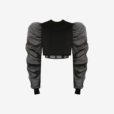 Alexander Mcqueen Exploded Sleeves Hybrid Sweatshirt In Black