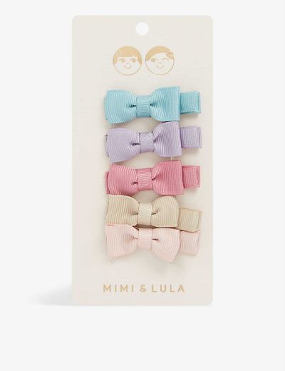 Mimi & Lula Kids' Martha Bow Hair Clips Pack Of Four In Enchanted Woodland