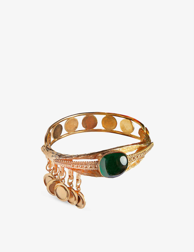 La Maison Couture Sonia Petroff Emerald Eye 24ct-gold Plated Brass And Emerald Bracelet