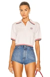 Miu Miu White Short Sleeve Polo Shirt With Embroidery In Bianco