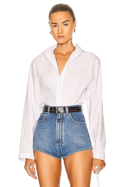 Alaïa Corset Inspired Cotton Poplin Button-up Shirt In Blanc