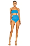 Alaïa Vienne Perforated Seamless Two-piece Swimsuit In Azur