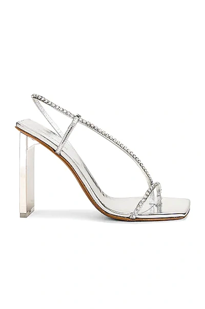 Arielle Baron Narcissus Crystal Metallic Leather Sandals In Silver