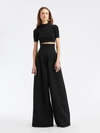 OSCAR DE LA RENTA HIGH WAIST GRAIN DU POUDRE WIDE LEG PANT