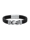 ANTHONY JACOBS MEN'S STAINLESS STEEL & LEATHER BRAIDED KNOT BRACELET