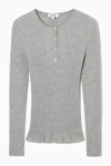 Cos Regular-fit Merino Wool Henley Top In Grey
