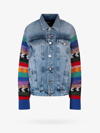 Dsquared2 Knitted-sleeved Panelled Denim Jacket In Blue