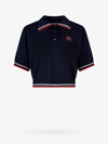 Miu Miu Cropped Silk And Cotton Polo Shirt In Blue