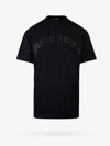 Palm Angels Black Crewneck T-shirt With Maxi Logo Print On The Front In Black