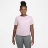 Nike Dri-fit One Big Kids' (girls') Short-sleeve Training Top (extended Size) In Pink