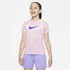 Nike Dri-fit Big Kids' Swoosh Training T-shirt In Pink Foam,lapis