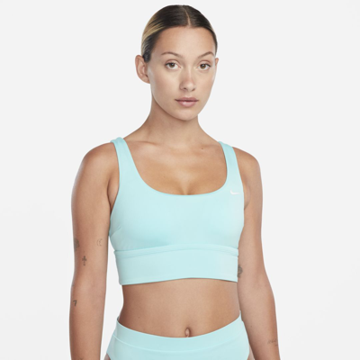 Nike Women's Essential Scoop Neck Midkini Swim Top In Blue