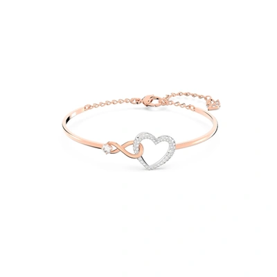 Swarovski Infinity Bangle Infinity And Heart White Mixed Metal Finish In Rose Gold