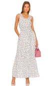 SOMETHING NAVY FLORAL TIERED MAXI DRESS