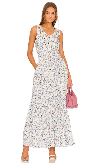 Something Navy Floral Tiered Maxi Dress In Blue