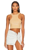 Retroféte Audra Sequined Racerback Cropped Tank Top In Nude