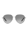 Tory Burch 56mm Aviator Sunglasses In Silver