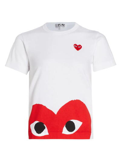 Comme Des Garçons Unisex Cotton T Shirt Crew Neck Heart In White
