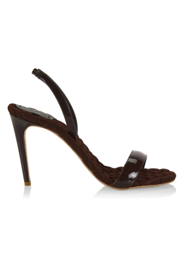 Aera Claudia 75 Vegan Leather Slingback High-heel Sandals In Brown Patent