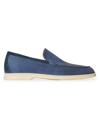 Loro Piana Summer Walk Cashmere Loafers In Blue Still Water