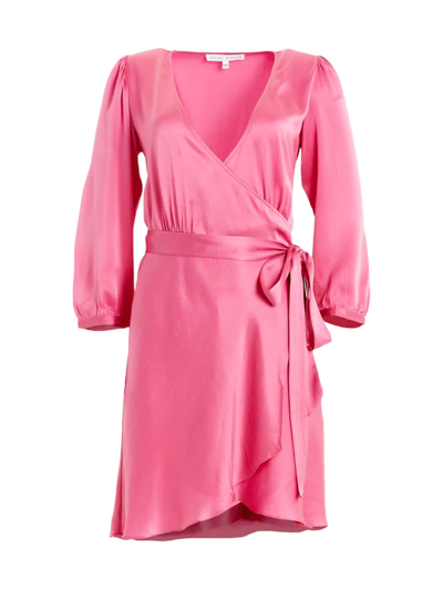 Secret Mission Valentina Silk Wrap Minidress In Pink