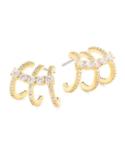 Adriana Orsini Women's Loveall 18k-gold-plated & Cubic Zirconia Caged Huggie Hoop Earrings