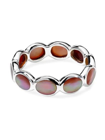 IPPOLITA WOMEN'S POLISHED ROCK CANDY STERLING SILVER & BROWN SHELL OVAL ETERNITY RING