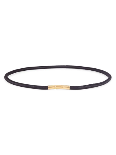 Bottega Veneta Tubular Leather Belt In Black & Gold